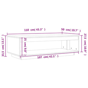 Τραπεζάκι Σαλονιού Καφέ Κεριού 110x50x33,5εκ. Μασίφ Ξύλο Πεύκου