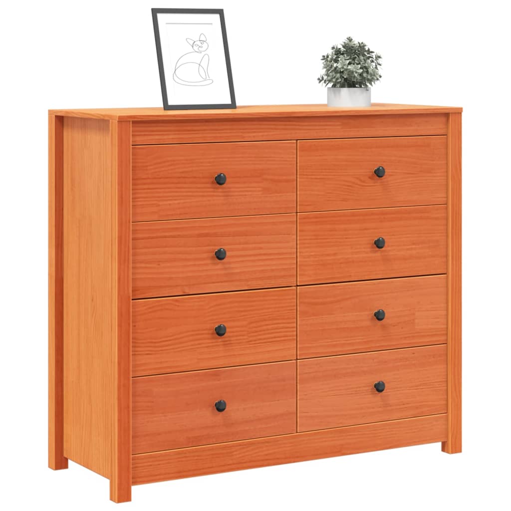 Βοηθητικό Ντουλάπι Καφέ Κεριού 100x40x90 εκ. Μασίφ Ξύλο Πεύκου