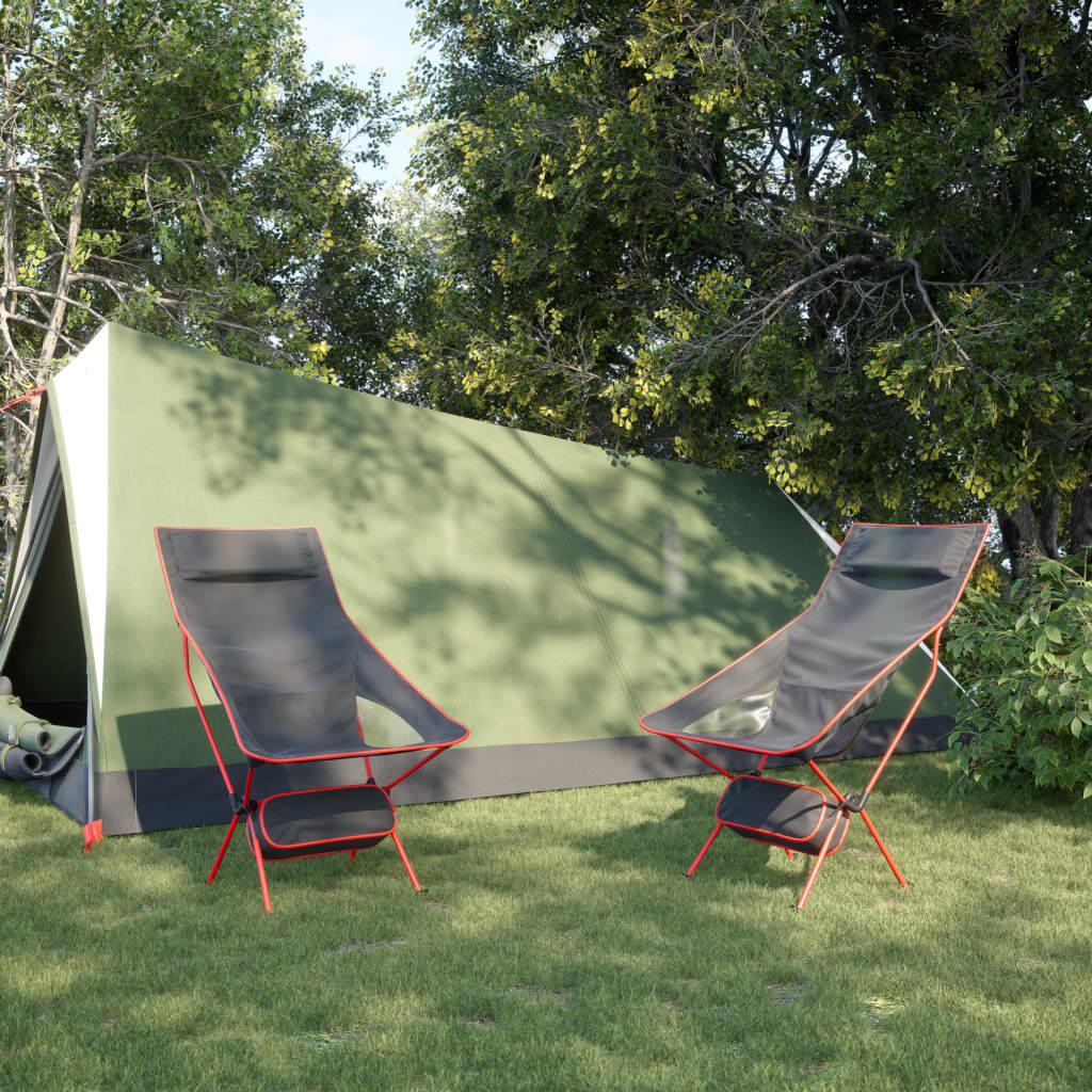 Καρέκλες Camping Πτυσσόμενες 2 τεμ. Μαύρες Ύφ. Oxford Αλουμίνιο
