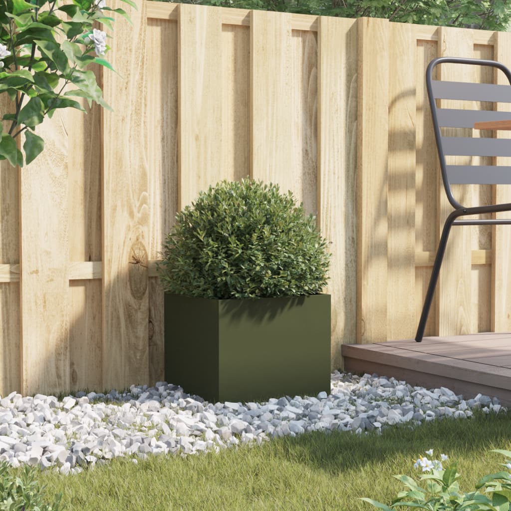 Ζαρντινιέρα Λαδί 32x30x29 εκ. από Χάλυβα