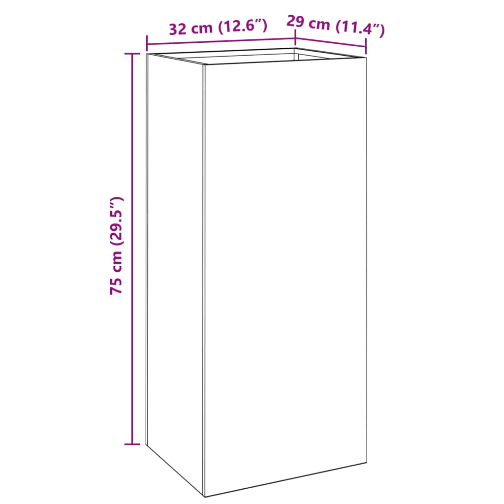 Ζαρντινιέρα Λευκή 32x29x75 εκ. από Χάλυβα