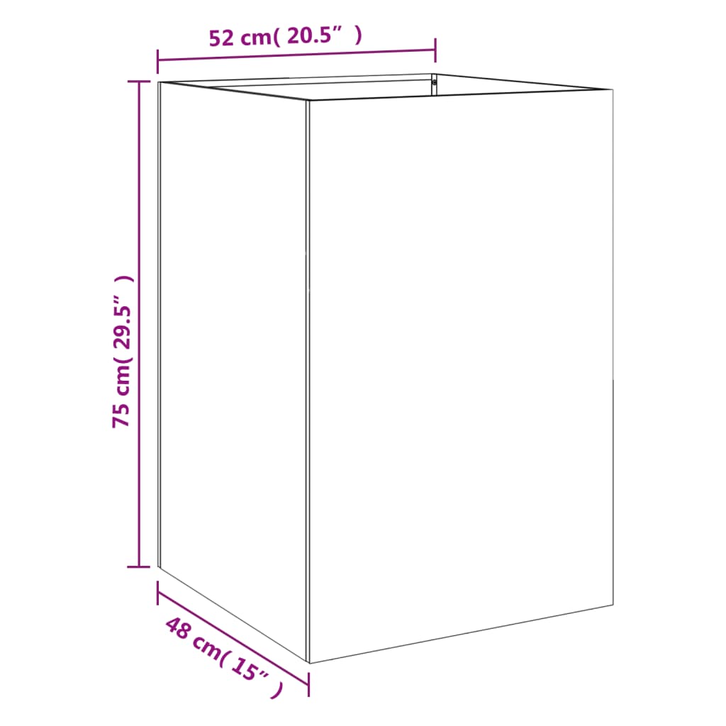 Ζαρντινιέρα Μαύρη 52x48x75 εκ. από Χάλυβα