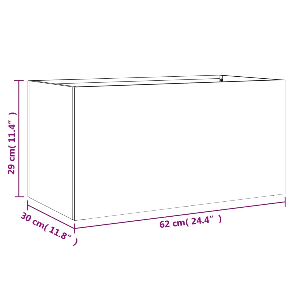 Ζαρντινιέρα Μαύρη 62x30x29 εκ. από Χάλυβα