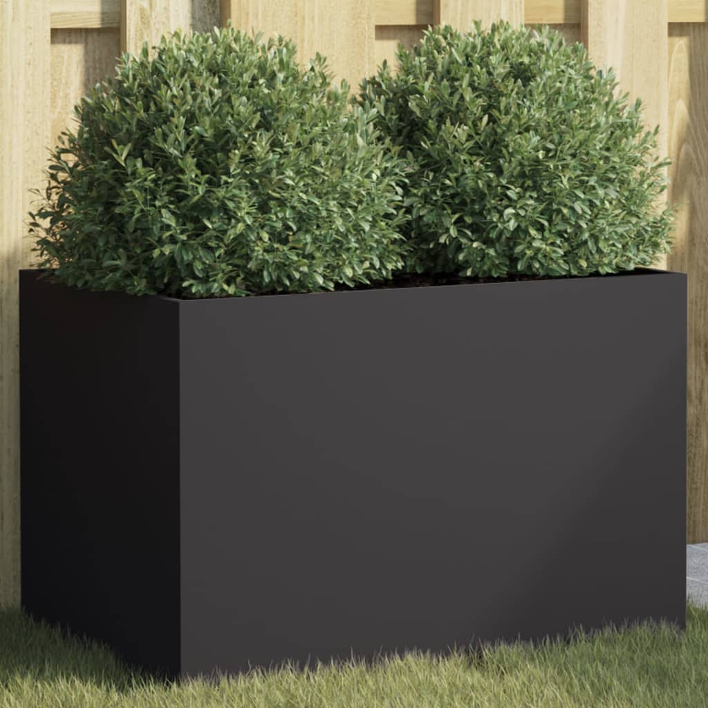 Ζαρντινιέρα Μαύρη 62x30x29 εκ. από Χάλυβα