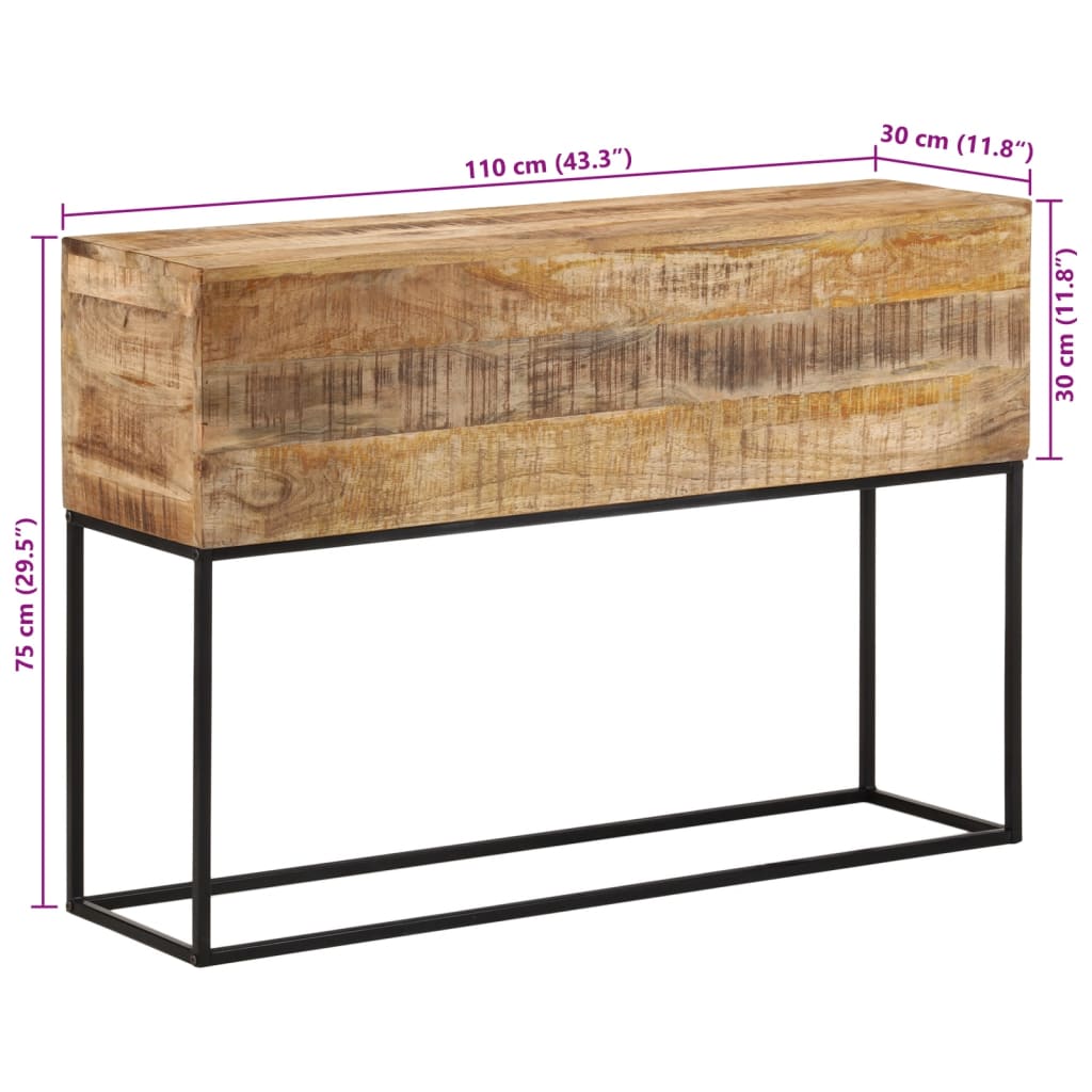 Τραπέζι Κονσόλα 110x30x75 εκ. Μασίφ Ακατ. Ξύλο Μάνγκο/Σίδηρο