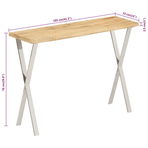 Τραπέζι Κονσόλα με Live Edge 105x33x76 εκ. Μασίφ Ξύλο Μάνγκο