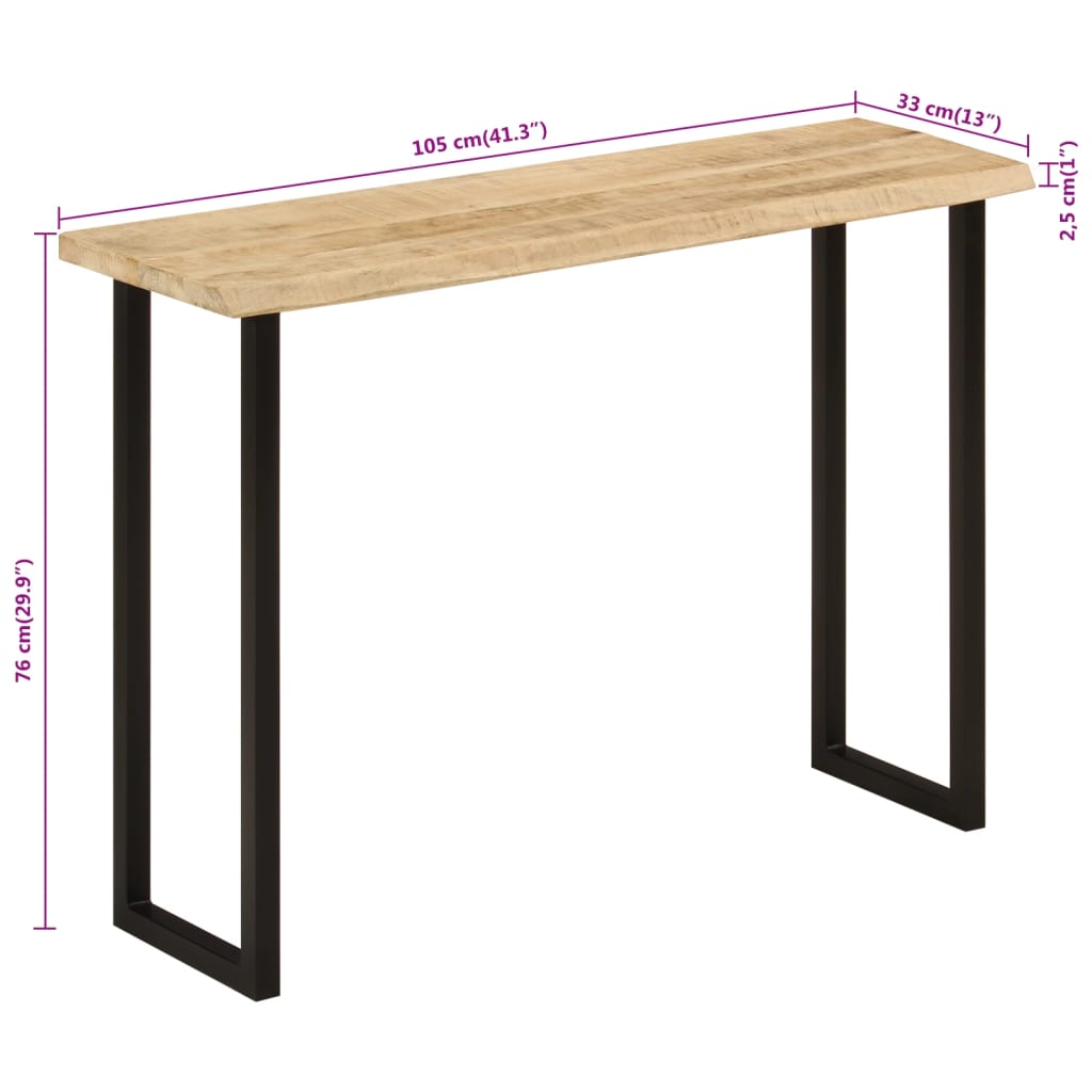 Τραπέζι Κονσόλα με Live Edge 105x33x76 εκ. Μασίφ Ξύλο Μάνγκο