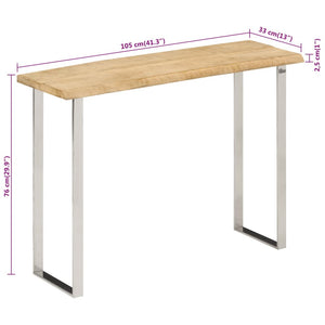 Τραπέζι Κονσόλα με Live Edge 105x33x76 εκ. Μασίφ Ξύλο Μάνγκο