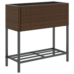 Γλάστρες Κήπου με Ράφια 2 τεμ. Καφέ 70x28x70 εκ Συνθ. Ρατάν
