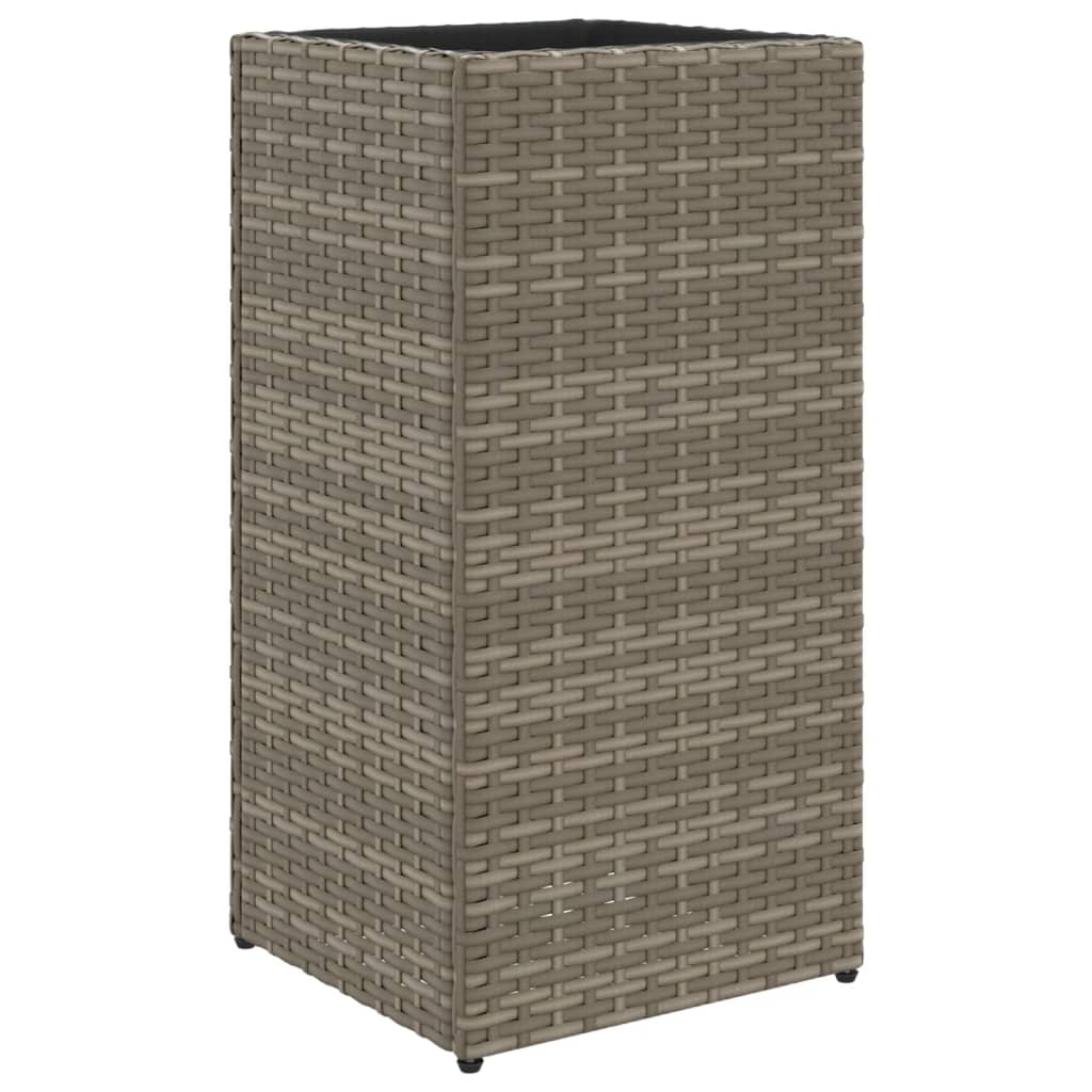 Ζαρντινιέρες Κήπου 2 τεμ. Γκρι 30x30x60 εκ. από Συνθετικό Ρατάν