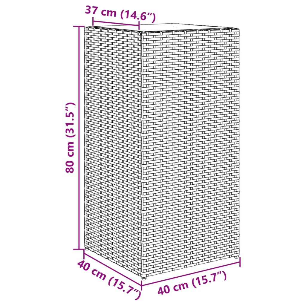 Ζαρντινιέρες Κήπου 2 τεμ. Μαύρη 40x40x80εκ. από Συνθετικό Ρατάν