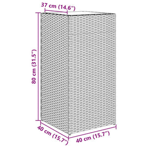 Ζαρντινιέρες Κήπου 2 τεμ. Μαύρη 40x40x80εκ. από Συνθετικό Ρατάν