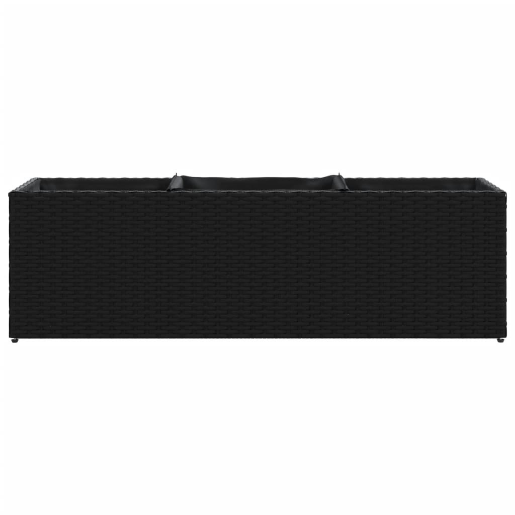 Ζαρντινιέρες Κήπου Μαύρες 105x30x32εκ Συνθ. Ρατάν με 3 Γλάστρες - Pakobazaar