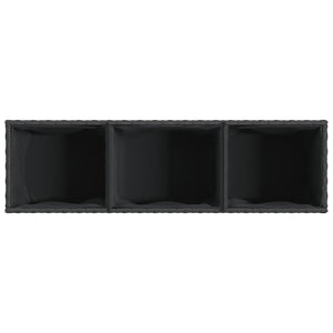 Ζαρντινιέρα Κήπου με Ρόδες 3 τεμ Μαύρη 107x32x38 εκ. Συνθ Ρατάν