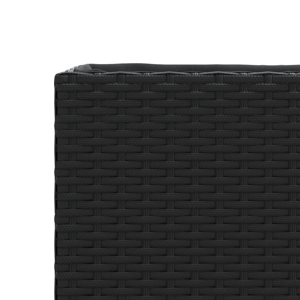 Ζαρντινιέρα Κήπου με Ρόδες 3 τεμ Μαύρη 107x32x38 εκ. Συνθ Ρατάν
