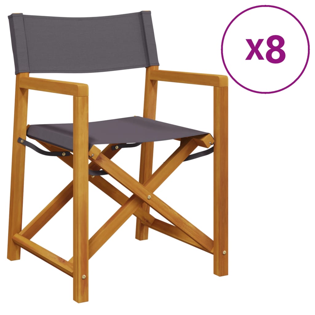 Καρέκλες Κήπου Πτυσσόμενες 8 Τεμ. Σκούρο Γκρι από Ύφασμα