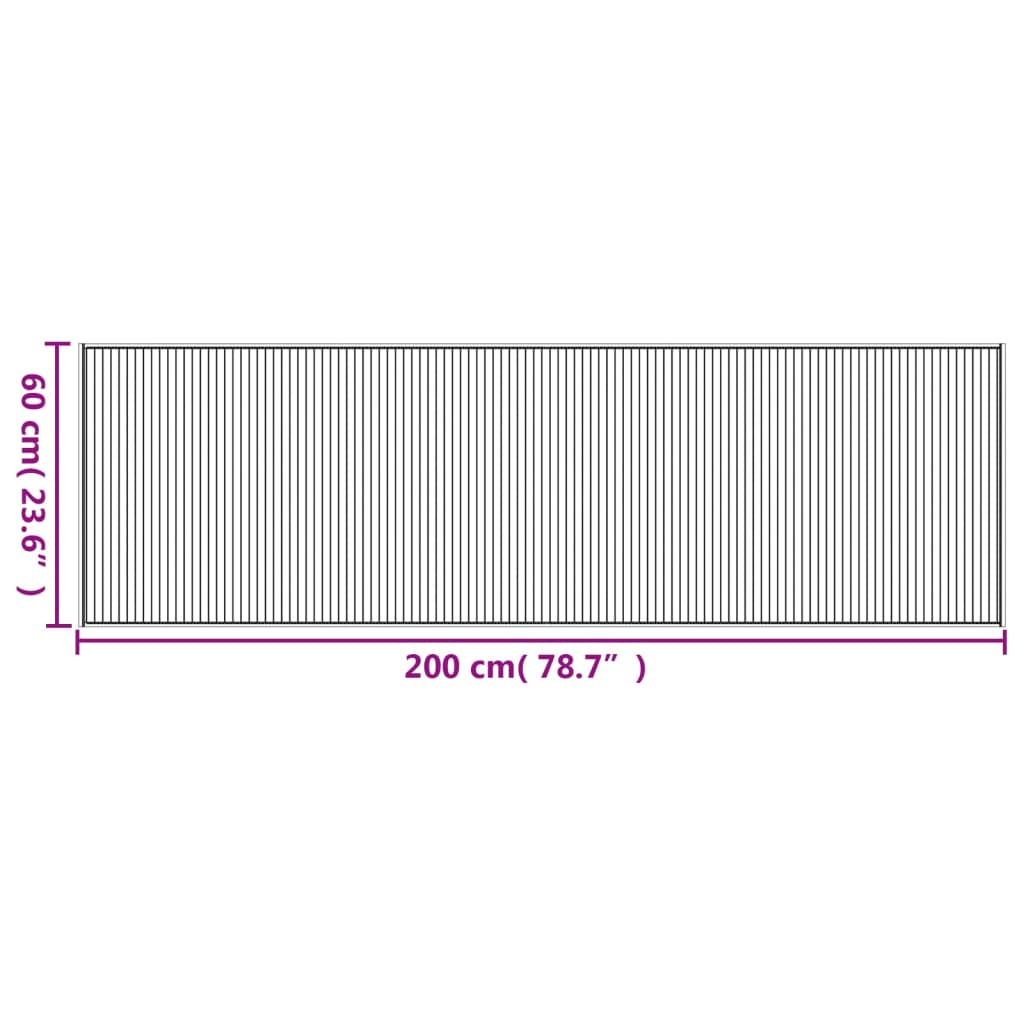 Χαλί Ορθογώνιο Μαύρο 60x200 εκ. από Μπαμπού - Pakobazaar