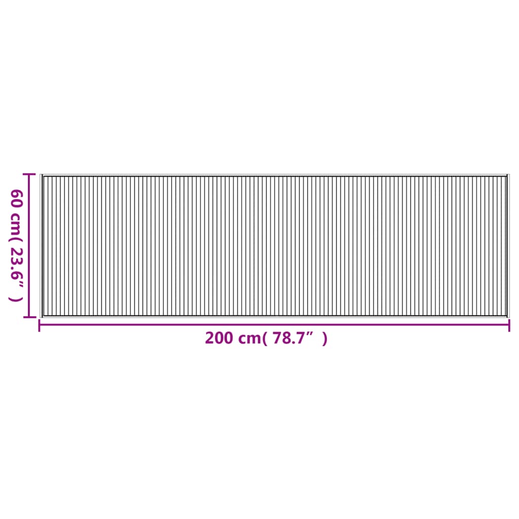 Χαλί Ορθογώνιο Γκρι 60 x 200 εκ. από Μπαμπού - Pakobazaar