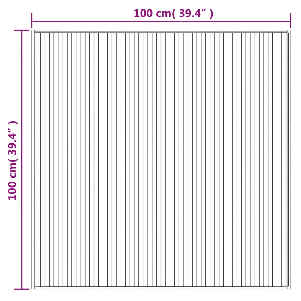 Χαλί Τετράγωνο Σκούρο Καφέ 100 x 100 εκ. Μπαμπού