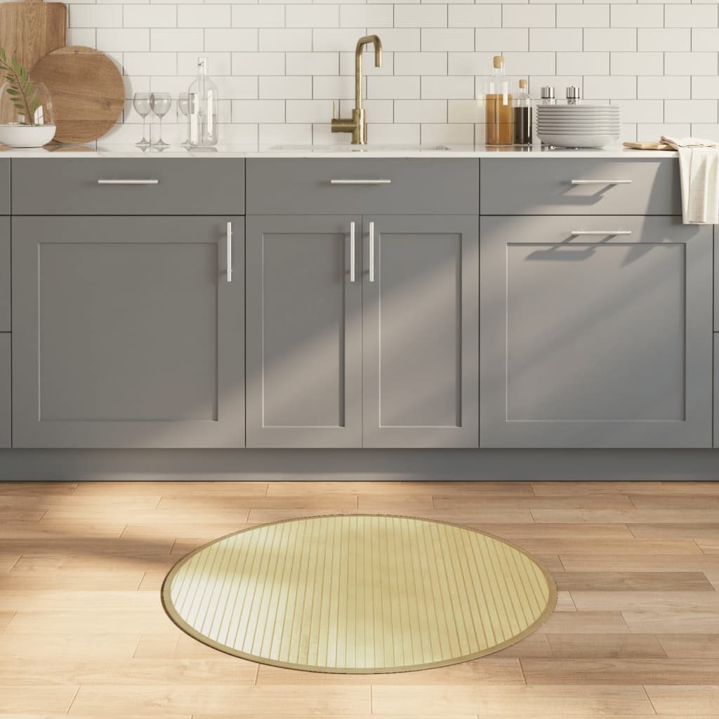 Χαλί Στρογγυλό Ανοιχτό Φυσικό 80 εκ. Μπαμπού