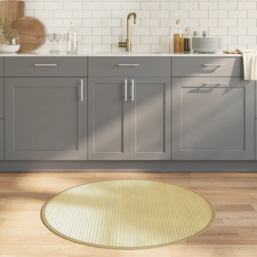 Χαλί Στρογγυλό Ανοιχτό Φυσικό 100 εκ. Μπαμπού - Pakobazaar