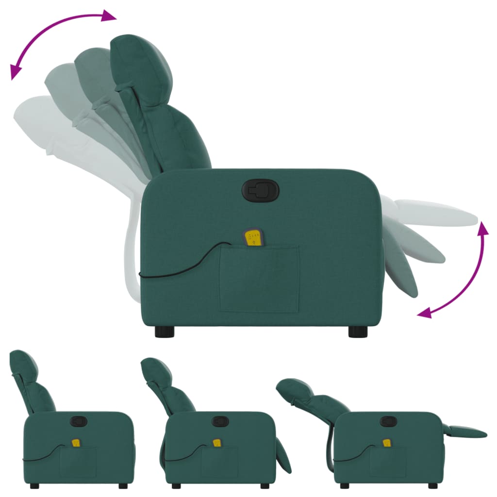 Πολυθρόνα Μασάζ Ανακλινόμενη Σκούρο Πράσινο Υφασμάτινη