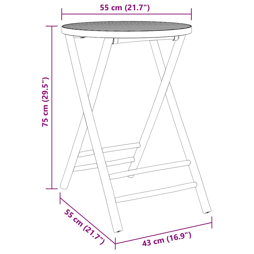 Σετ Bistro Πτυσσόμενο 3 τεμ. από Μπαμπού με Μαξιλάρια