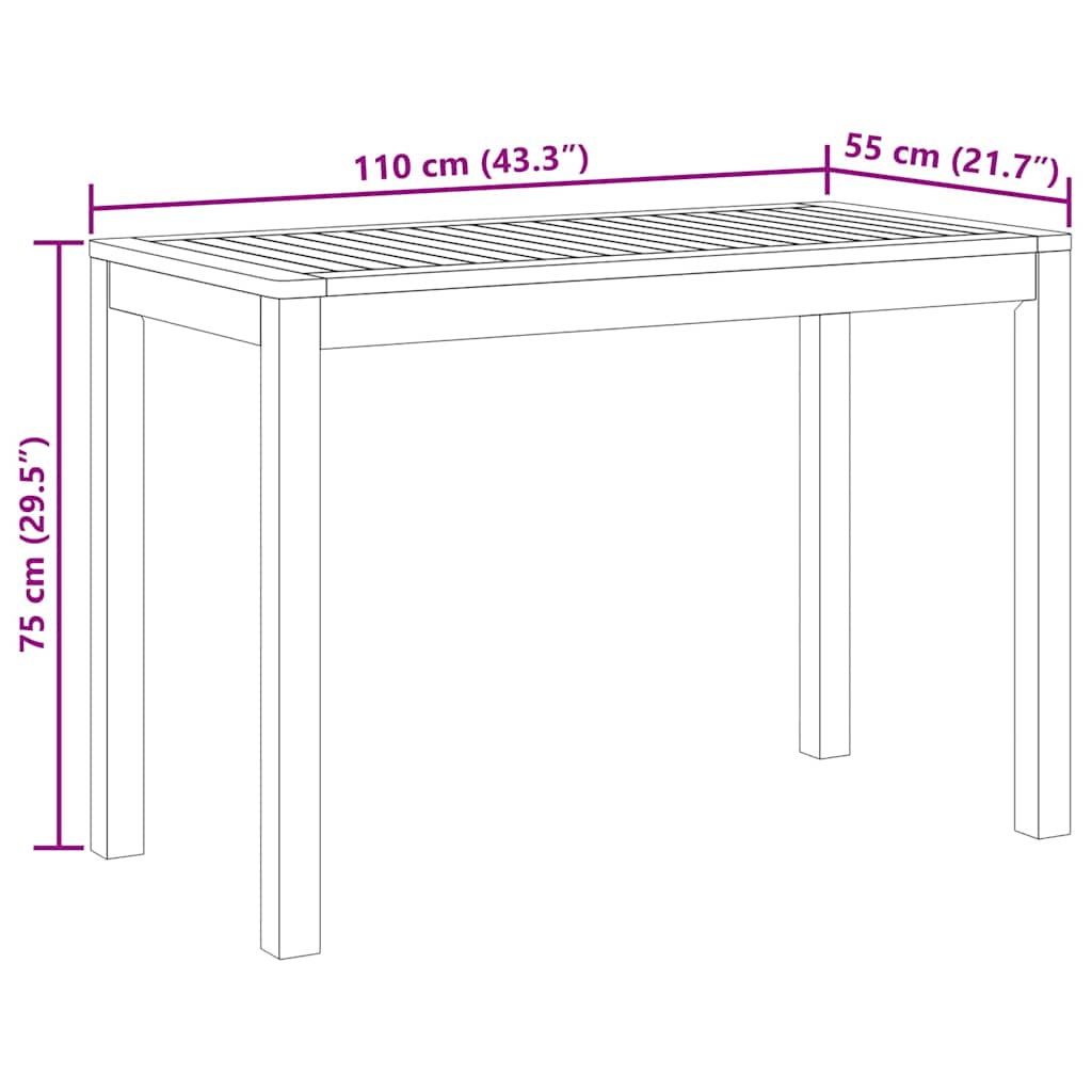 Τραπεζαρία Κήπου 110x55x75 εκ. Μασίφ Ξύλο Ακακίας