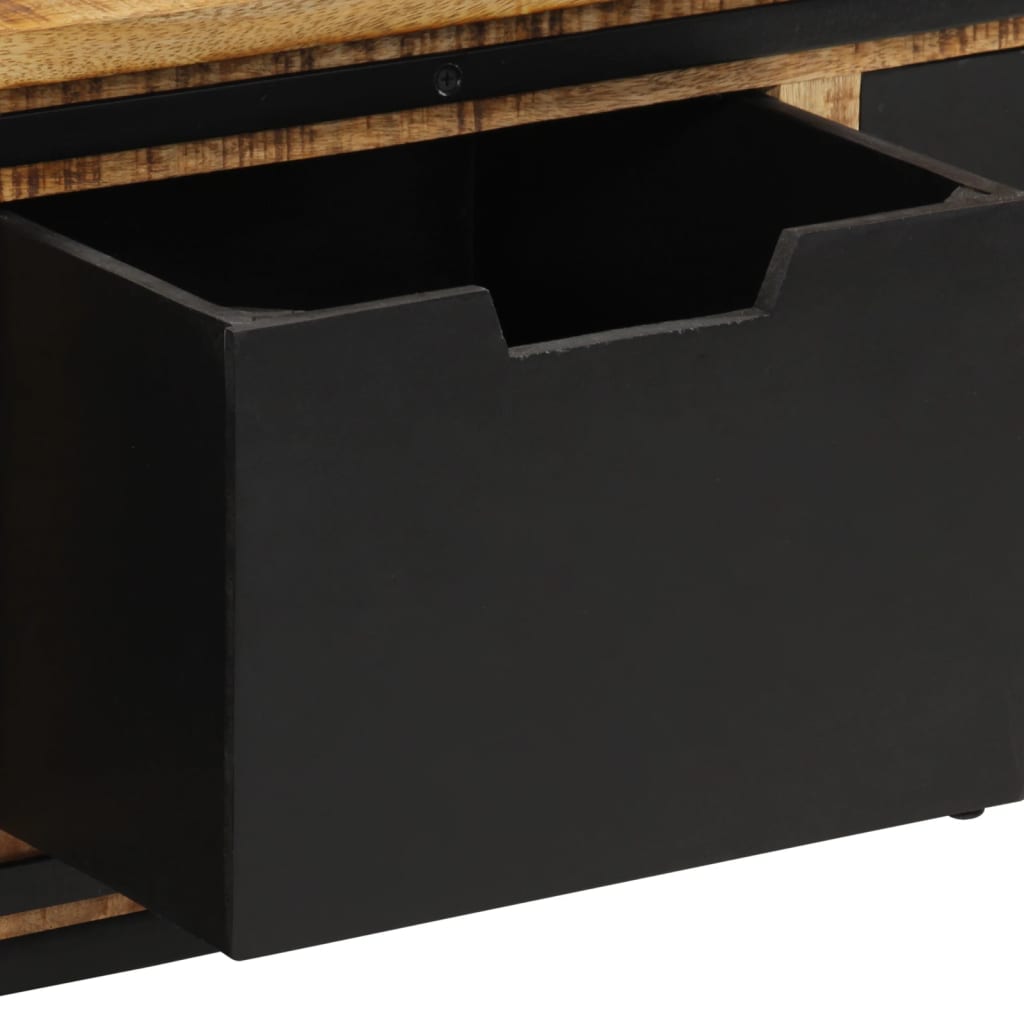 Τραπεζάκι Σαλονιού με Συρτάρια 110x50x40 εκ. Μασίφ Ξύλο Μάνγκο