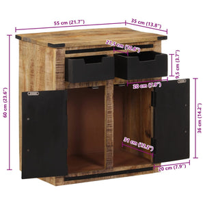 Έπιπλο Αποθήκευσης 2 Συρτάρια 55x35x60 εκ. Μασίφ Ξύλο Μάνγκο - Pakobazaar