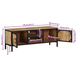 Έπιπλο Τηλεόρασης 110x30x40 εκ. Ακατέργαστο Μασίφ Ξύλο Μάνγκο