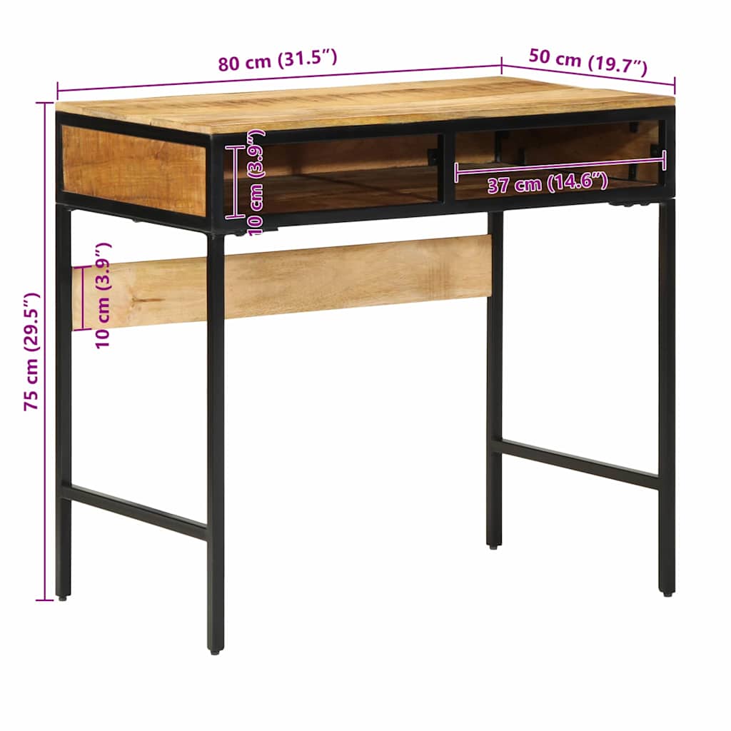 Γραφείο γραφής με ράφι Καφέ 80 x 50 x 75 cm Στερεό ξύλο μάνγκο - Pakobazaar