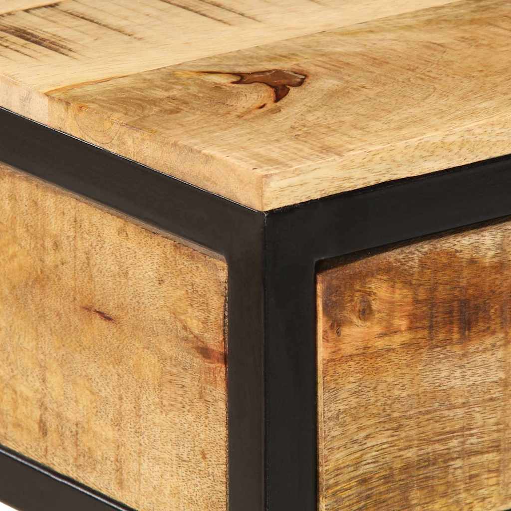Κομοδίνο Καφέ 40 x 35 x 50 εκ. Στερεό Ξύλο Μάνγκο και Μέταλλο