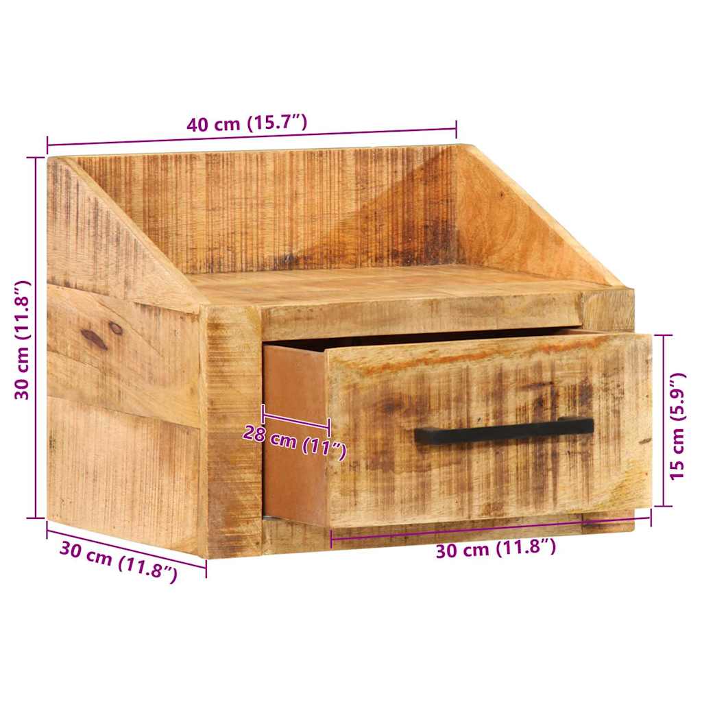 Κομοδίνο με συρτάρι Καφέ 40 x 30 x 30 εκ Στερεό ξύλο μάνγκο