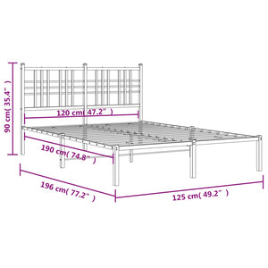 Πλαίσιο Κρεβατιού με Κεφαλάρι Λευκό 120x190 εκ. Μεταλλικό