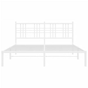 Πλαίσιο Κρεβατιού με Κεφαλάρι Λευκό 150 x 200 εκ. Μεταλλικό