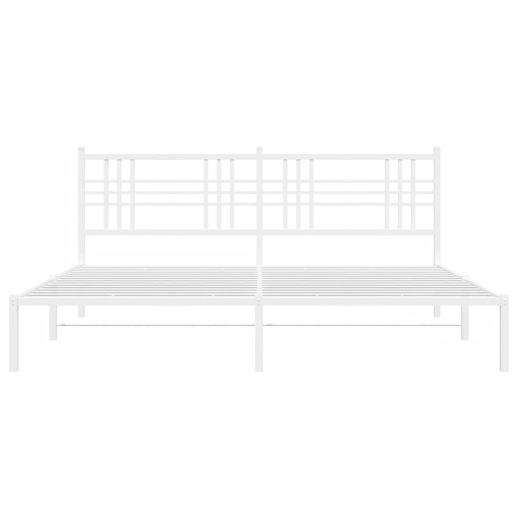 Πλαίσιο Κρεβατιού με Κεφαλάρι Λευκό 193 x 203 εκ. Μεταλλικό
