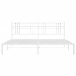 Πλαίσιο Κρεβατιού με Κεφαλάρι Λευκό 193 x 203 εκ. Μεταλλικό