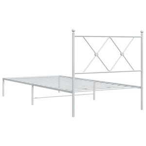 Πλαίσιο Κρεβατιού με Κεφαλάρι Λευκό 90 x 200 εκ. Μεταλλικό