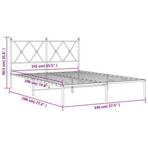 Πλαίσιο Κρεβατιού με Κεφαλάρι Λευκό 140x190 εκ. Μεταλλικό