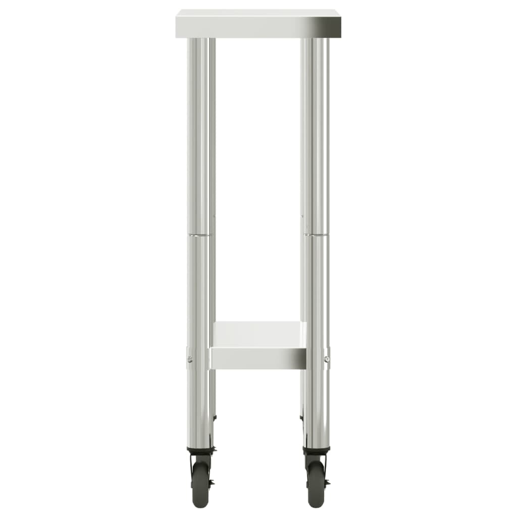 Πάγκος Εργασίας Κουζίνας με Ροδάκια 55x30x85 εκ Ανοξείδ. Ατσάλι - Pakobazaar