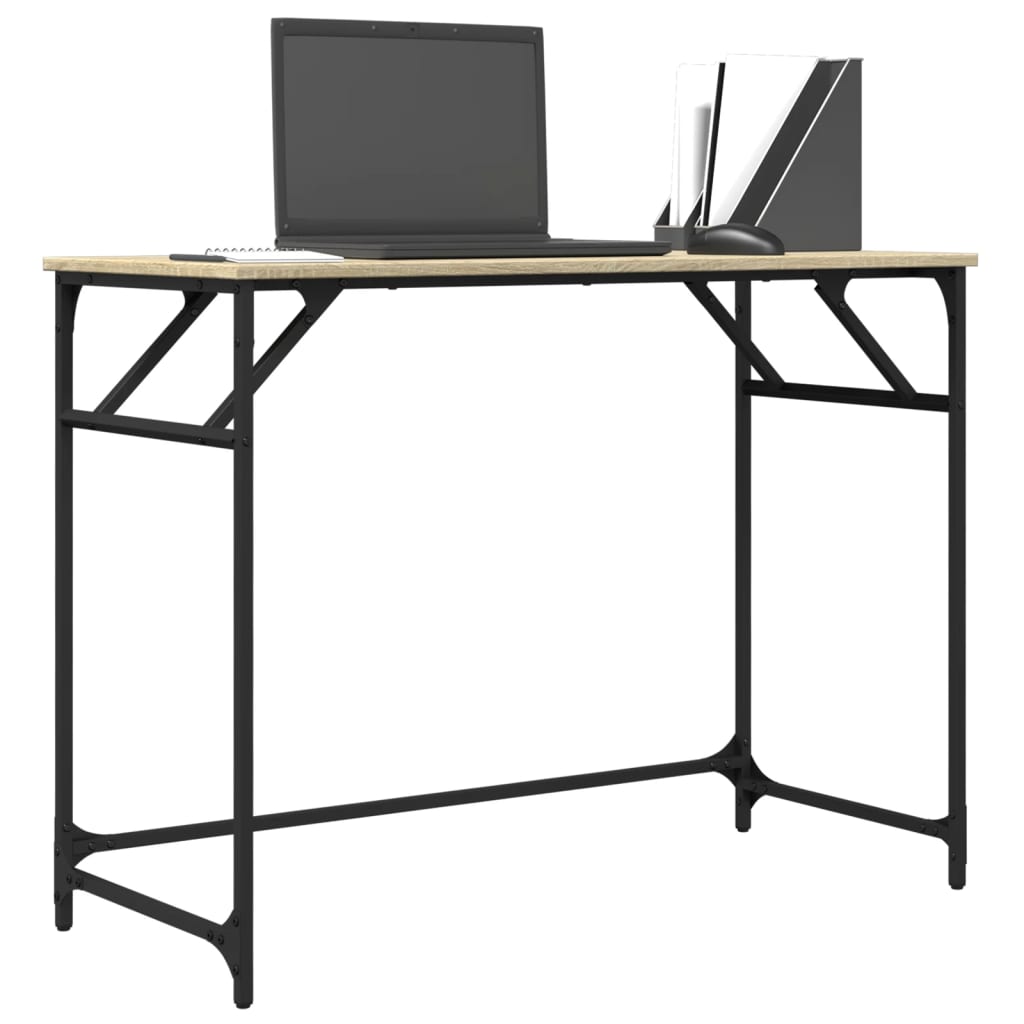 Γραφείο Sonoma Δρυς100x45x76εκ Επ. Ξύλο/Ατσάλι Ηλ. Βαφή Πούδρας