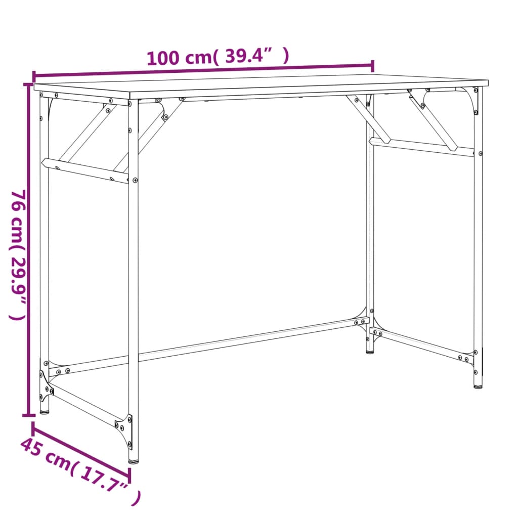 Γραφείο Sonoma Δρυς100x45x76εκ Επ. Ξύλο/Ατσάλι Ηλ. Βαφή Πούδρας