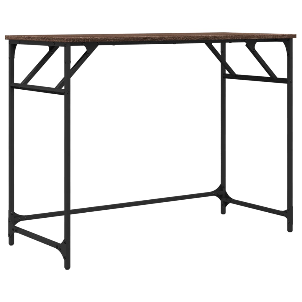 Γραφείο Καφέ Δρυς 100x45x76 εκ Επ. Ξύλο/Ατσάλι Ηλ. Βαφή Πούδρας