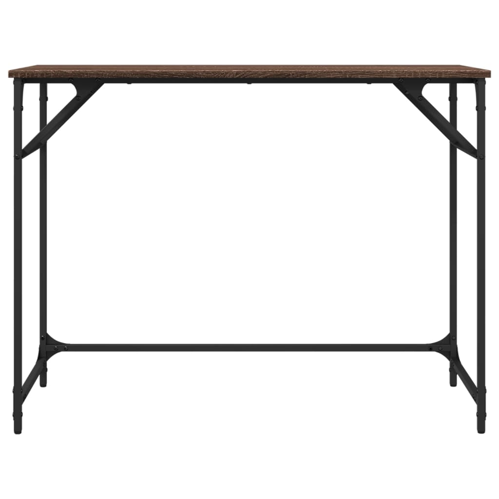 Γραφείο Καφέ Δρυς 100x45x76 εκ Επ. Ξύλο/Ατσάλι Ηλ. Βαφή Πούδρας