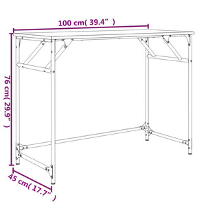 Γραφείο Καφέ Δρυς 100x45x76 εκ Επ. Ξύλο/Ατσάλι Ηλ. Βαφή Πούδρας