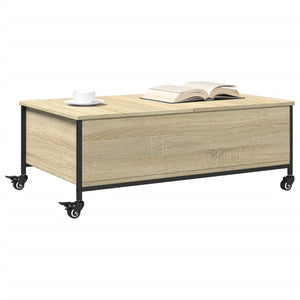 Τραπεζάκι Σαλονιού Ροδάκια Sonoma Δρυς 91x55x34 εκ. Επεξ. Ξύλο
