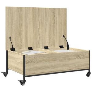 Τραπεζάκι Σαλονιού Ροδάκια Sonoma Δρυς 91x55x34 εκ. Επεξ. Ξύλο
