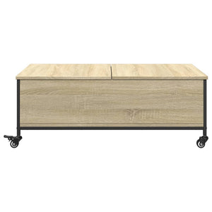 Τραπεζάκι Σαλονιού Ροδάκια Sonoma Δρυς 91x55x34 εκ. Επεξ. Ξύλο