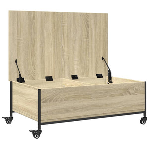 Τραπεζάκι Σαλονιού Ροδάκια Sonoma Δρυς 91x55x34 εκ. Επεξ. Ξύλο